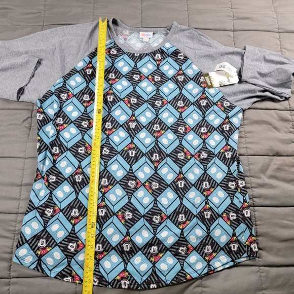 LulaRoe Randy Disney Womens 3XL Gray Blue Shirt Top 3/4 Sleeve All Ove Print - Picture 9 of 10